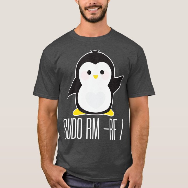 sudo rm rf  Funny Linux sysadmin command T-Shirt (Front)