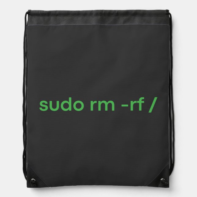 sudo rm - rf - LINUX PUN Drawstring Bag (Front)