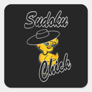 Sudoku Chick #4 Square Sticker