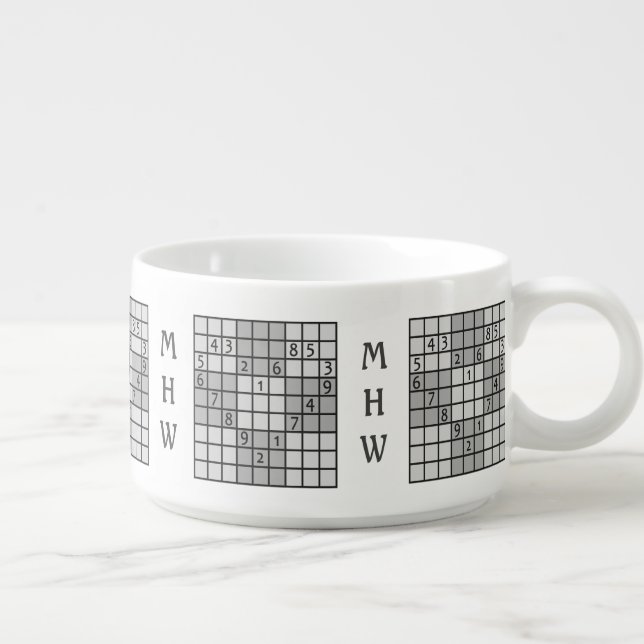 SUDOKU custom monogram chili bowl (Left)