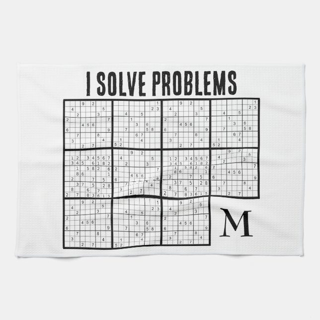 SUDOKU I Solve Problems Monogram Kitchen Towel (Horizontal)