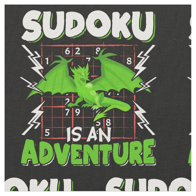 Sudoku is an Adventure Puzzle Lover Fabric (Close Up)