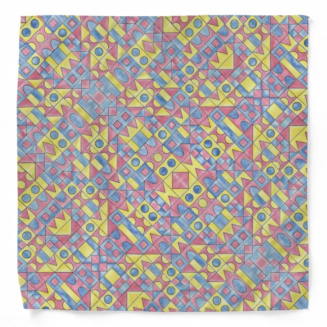 Sudoku One-Modern Bauhaus Geometric Art Bandana (Front)
