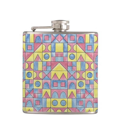 Sudoku One_Modern Bauhaus Geometric Art Flask