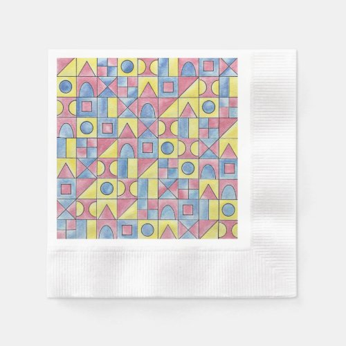 Sudoku One_Modern Bauhaus Geometric Art Napkins