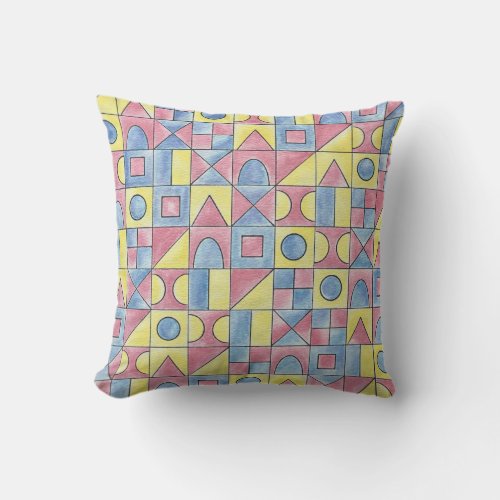 Sudoku One_Modern Bauhaus Geometric Art Outdoor Pillow