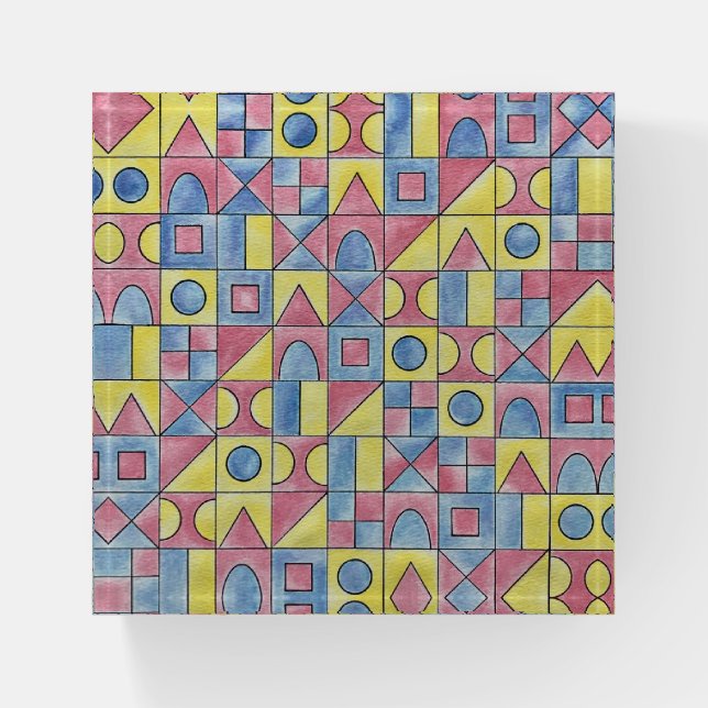 Sudoku One-Modern Bauhaus Geometric Art Paperweight (Front)