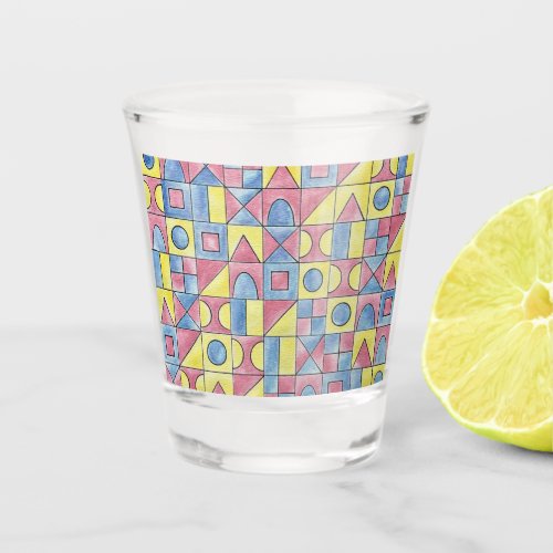 Sudoku One_Modern Bauhaus Geometric Art Shot Glass