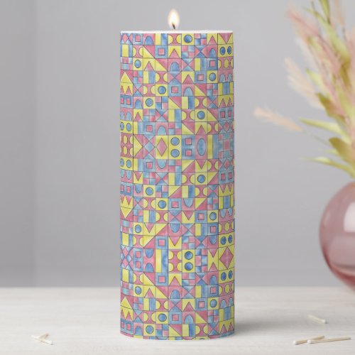 Sudoku One-Modern Bauhaus Geometric Pattern Pillar Candle