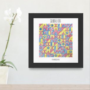 Sudoku One-Modern Bauhaus Geometric Watercolor Art Framed Art