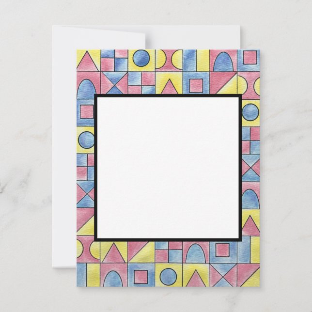 Sudoku One-Modern Geometric Watercolor Art Note Card (Front)