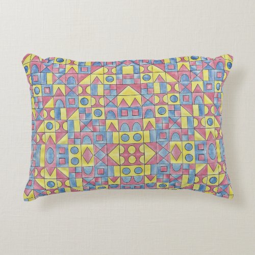 Sudoku One_Modern Minimalist Bauhaus Geometric Art Accent Pillow