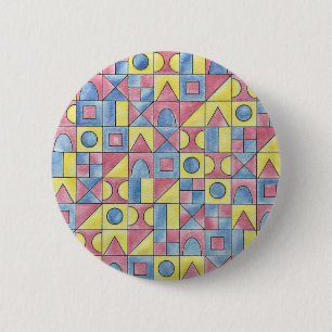 Sudoku One-Modern Minimalist Bauhaus Geometric Art Button