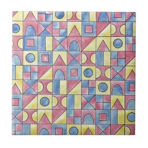 Sudoku One_Modern Minimalist Bauhaus Geometric Art Ceramic Tile