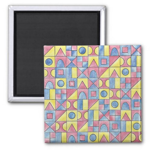 Sudoku One_Modern Minimalist Bauhaus Geometric Art Magnet