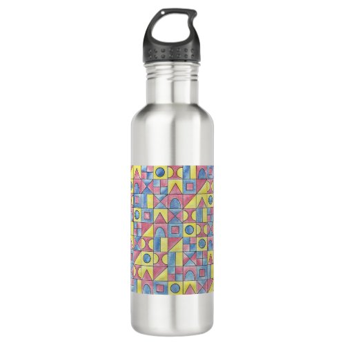 Sudoku One_Modern Minimalist Bauhaus Geometric Art Stainless Steel Water Bottle