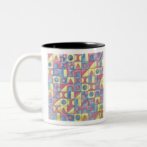 Sudoku One_Modern Minimalist Bauhaus Geometric Art Two_Tone Coffee Mug