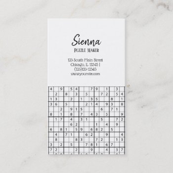 Sudoku Pattern Business Card by graphicdesign at Zazzle