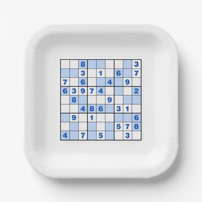  Sudoku Puzzles  Paper Plates (Front)