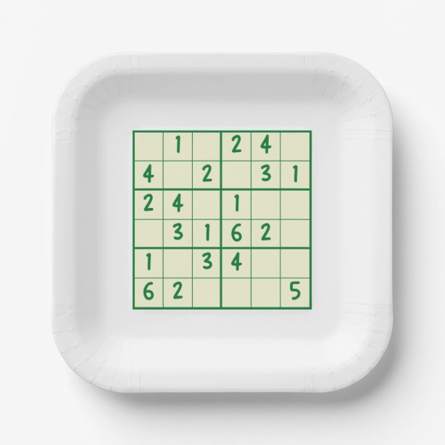  Sudoku Puzzles Paper Plates (Front)