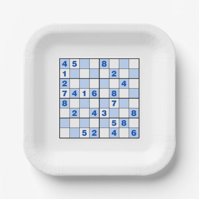  Sudoku Puzzles  Paper Plates (Front)