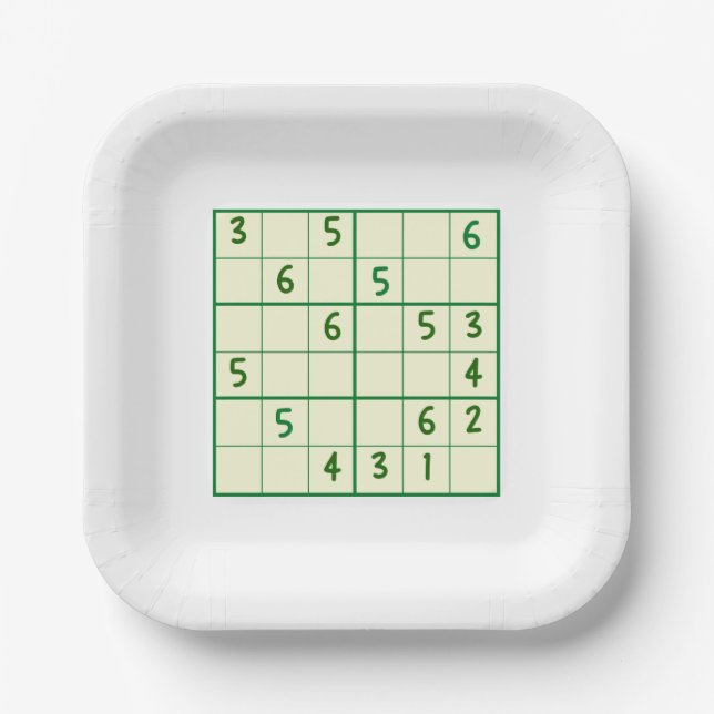  Sudoku Puzzles  Paper Plates (Front)