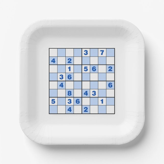  Sudoku Puzzles  Paper Plates (Front)