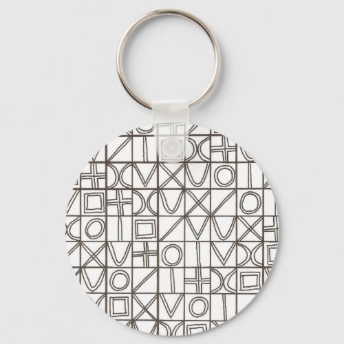 Sudoku Two-Black And White Abstract Art Keychain