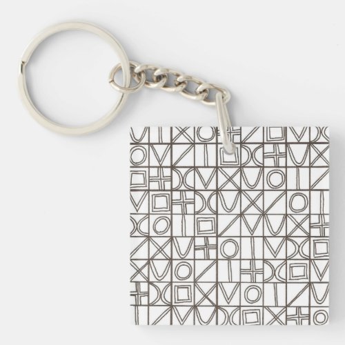 Sudoku Two-Black And White Abstract Art Keychain