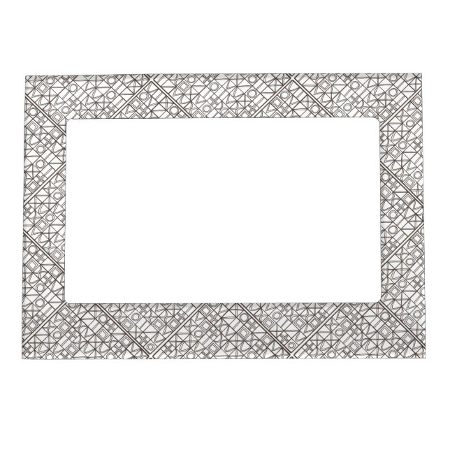 Sudoku Two-Chic Black and White Geometric Pattern Magnetic Frame (Front)