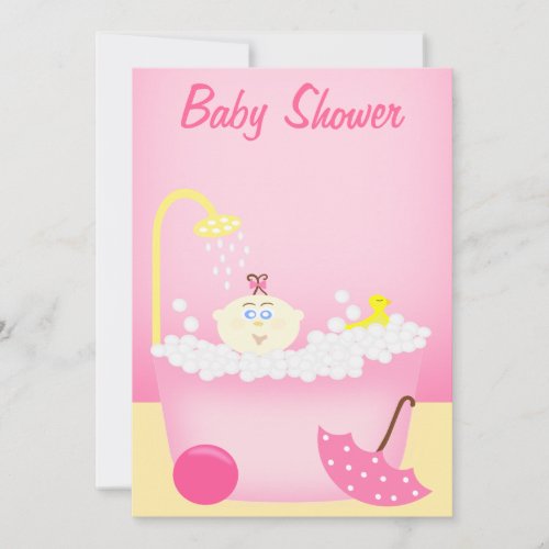 Sudsy Bathtub Pink Baby Shower Invitation