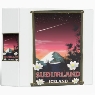 Suðurland Iceland travel poster 3 Ring Binder