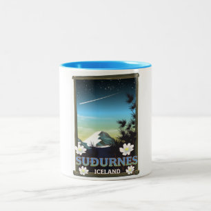 Suðurnes iceland travel poster Two-Tone coffee mug