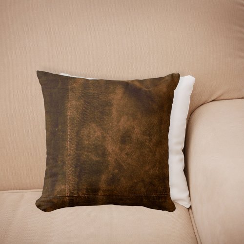 Suede Seam Look of Leather Throw Pillow
