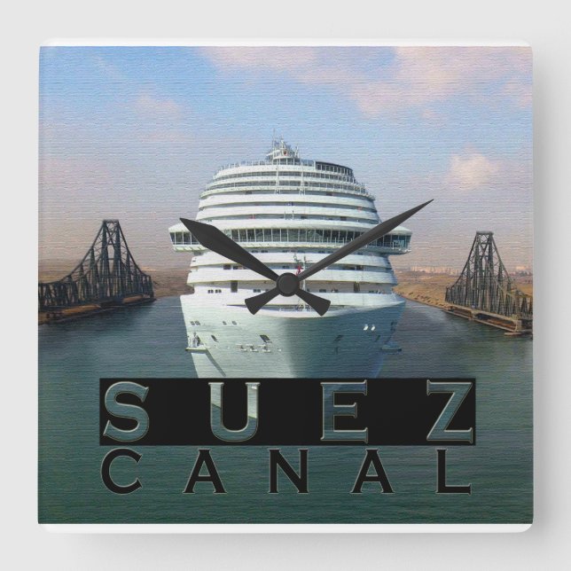Suez Canal Square Wall Clock (Front)