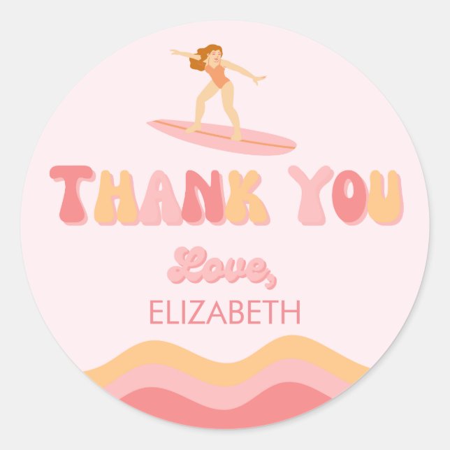 Sufer Birthday Girl - Favor Bag Sticker (Front)