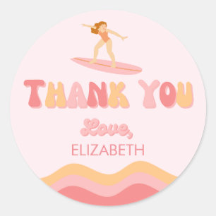 Sufer Birthday Girl - Favor Bag Sticker