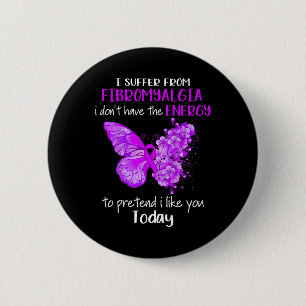 Suffer From Fibromyalgia Awareness Butterfly Purpl Button
