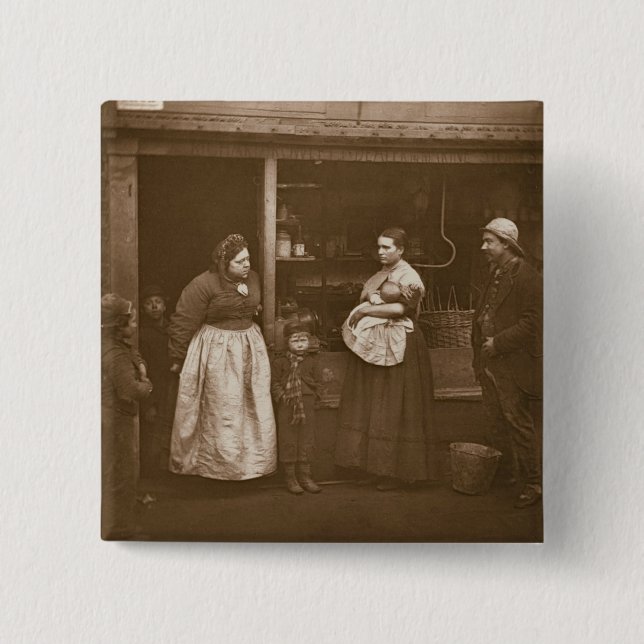 Sufferers from the Flood, from 'Street Life in Lon Button (Front)