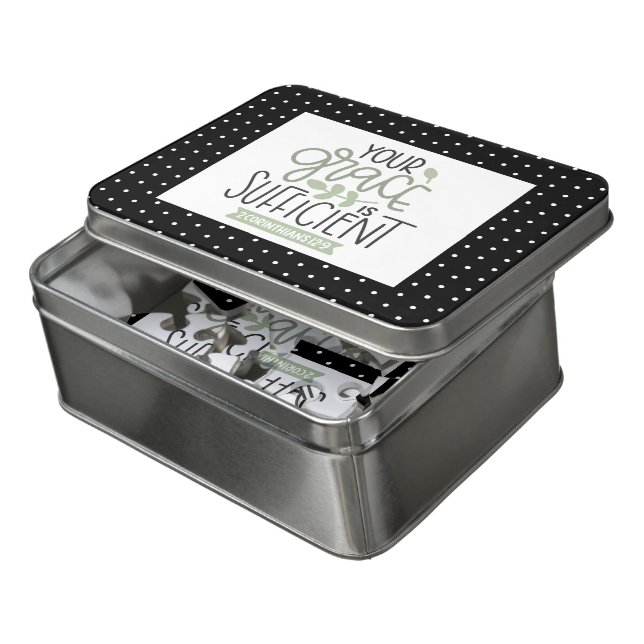 Sufficient Grace | In Weakness Bible Verse Gift Jigsaw Puzzle (Lid Open)