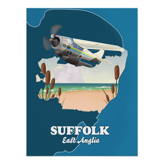 Suffolk east anglia map poster (Front)