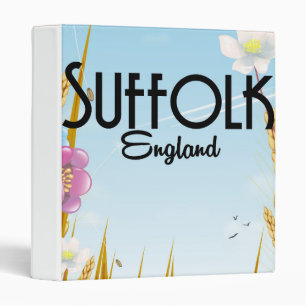 Suffolk England farmyard cartoon travel poster Binder