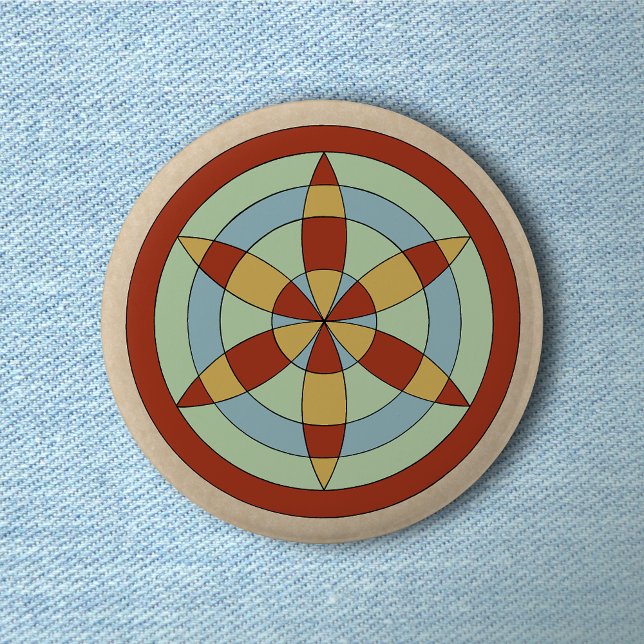 Suffolk Hexafoil (Daisy Wheel) Witch Mark Button (Suffolk Hexafoil (Daisy Wheel) Witch Mark Button on Light Denim)