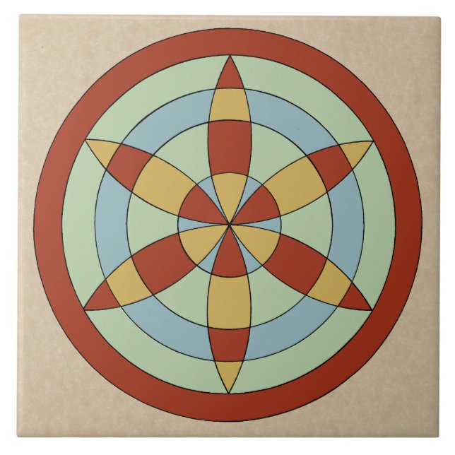 Suffolk Hexafoil (Daisy Wheel) Witch Mark Ceramic Tile (Front)