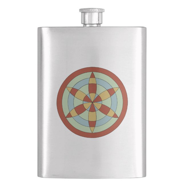 Suffolk Hexafoil (Daisy Wheel) Witch Mark Flask (Front)