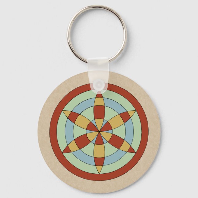 Suffolk Hexafoil (Daisy Wheel) Witch Mark Keychain (Front)