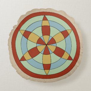Suffolk Hexafoil (Daisy Wheel) Witch Mark Round Pillow
