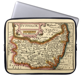 Suffolk (Suffolck) County England Antiquarian Map Laptop Sleeve
