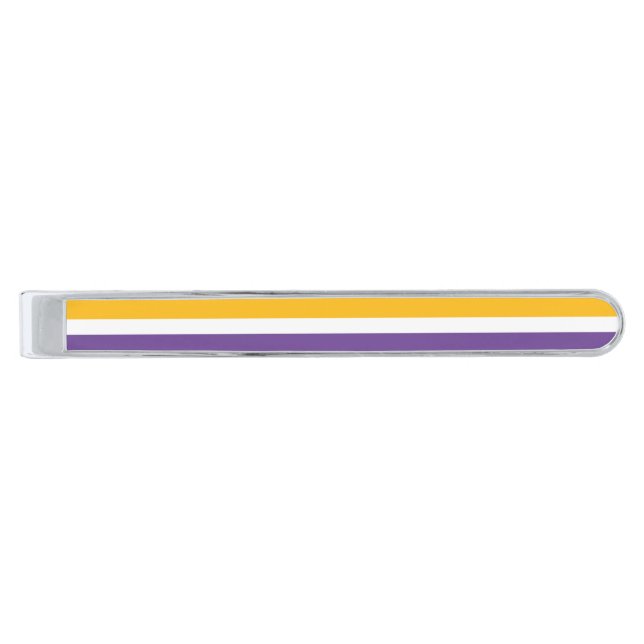 Suffrage Flag 19th Amendment Suffragent Swag Silver Finish Tie Bar (Front)