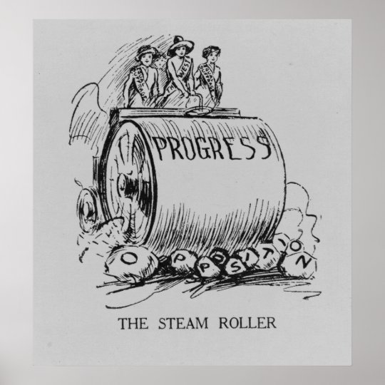 Suffrage Steamroller Political Cartoon Poster  Zazzle.com